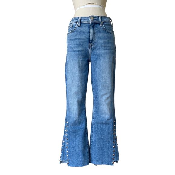 7 For All Mankind flare jeans size 28 Luxe VTG High Waist Slim Kick Studded Boho - Picture 1 of 8